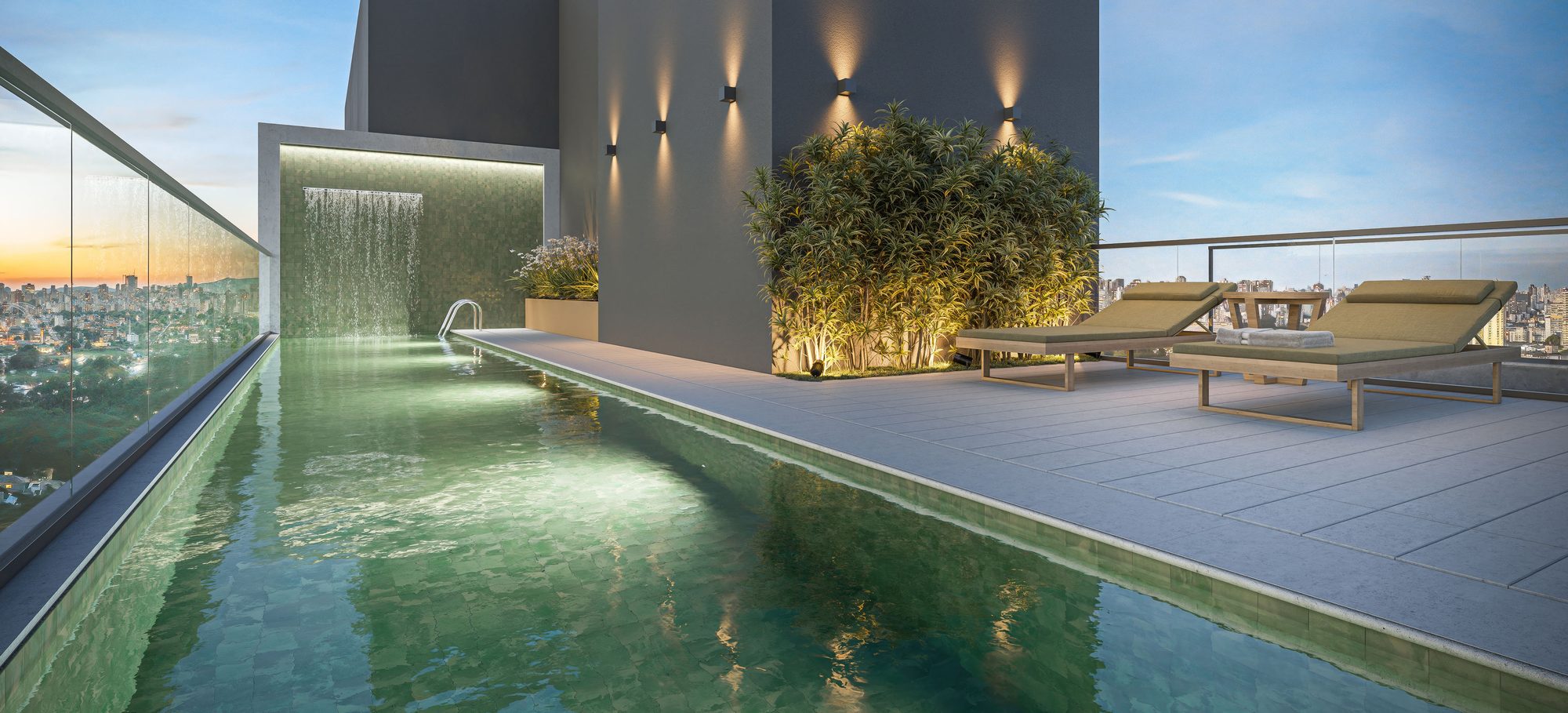 Piscina climatizada no rooftop do Art Space Moema