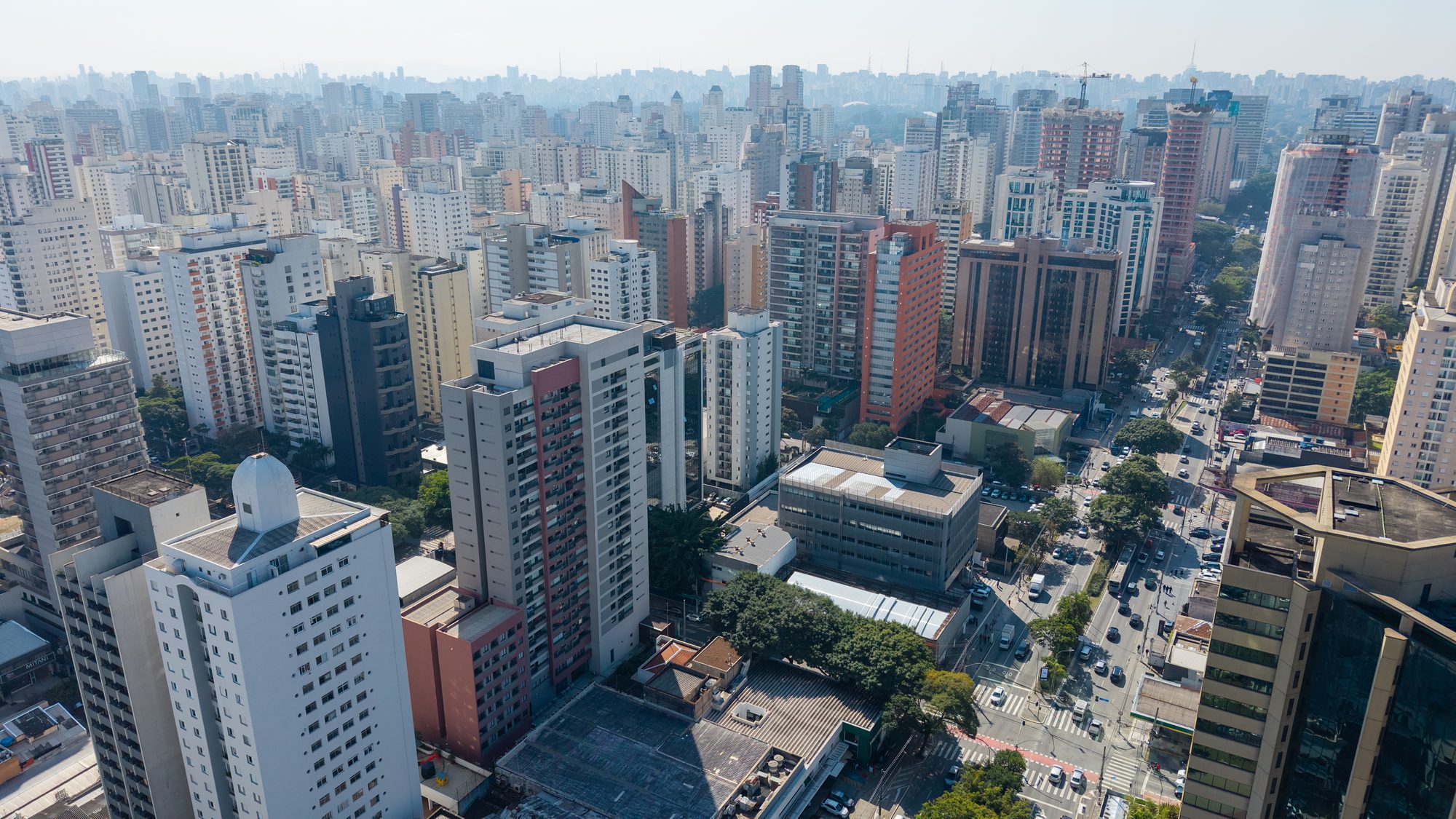 Vista aérea do bairro de Moema, em São Paulo